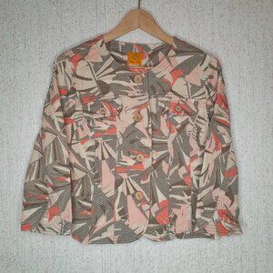 Ruby Rd Women's Jacket Blazer Top Quilted Floral Wood Buttons Size 6